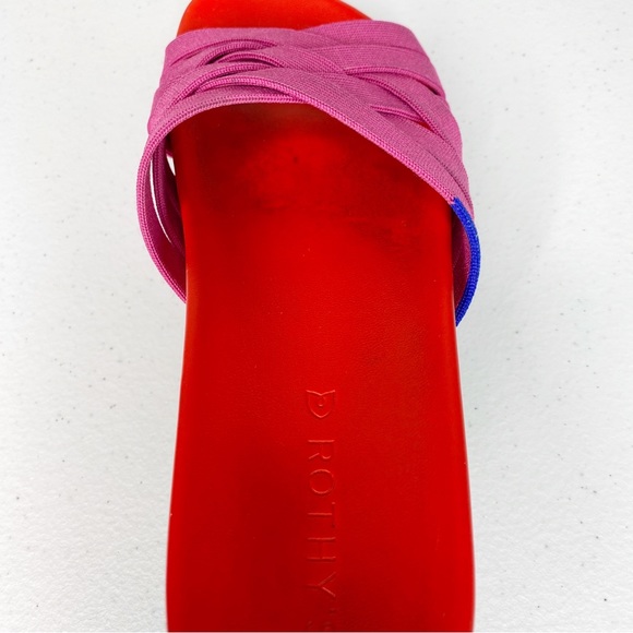 ❌SOLD❌ Rothy’s The Slide Criss Cross Knit Sandal in Cherry Red and Pink Size 7.5 - Picture 11 of 12